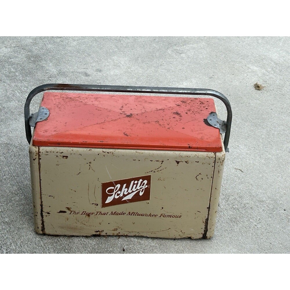 Vintage 1950s Schlitz Beer Metal Cooler Cronstroms Advertising Ice Chest 20”